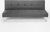 A gray fabric sofa bed with metal legs is shown from the front on a white background. Voir les images du produit