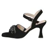 Caprice Damen Sandalette Leder Zierkette Schnalle Karreé Produktbild-Vorschau 6