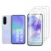 A Samsung Galaxy A36 5G phone and three screen protectors are displayed against a white background. Produktbild-Vorschau