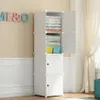 A white modular closet with doors open, showing shelves of folded clothes and storage bins. Anteprima dell’immagine prodotto