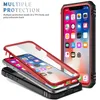 A disassembled iPhone case with a phone inside, and a separate iPhone showing its screen. Produktbild-Vorschau