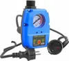 A blue pressure switch with a gauge and power cords. Podgląd zdjęcia produktu