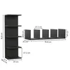 A diagram showing two configurations of a black wall shelf with dimensions indicated. Produktbild-Vorschau