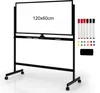 COSTWAY Mobilní tabule, 120 x 60 cm, oboustranná magnetická Náhled obrázku produktu 1