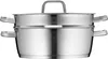 A stainless steel steamer pot with a lid and two handles. Náhľad obrázku produktu