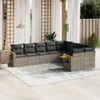 The Living Store 9-tlg. Garten-Sofagarnitur mit Kissen Grau Produktbild-Vorschau 2
