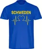 multifanshop Herren T-Shirt - Schweden - Herzschlag, blau, Produktbild-Vorschau 1