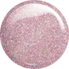 A close-up, top-down view of a circular sample of pink glitter nail polish. Voir les images du produit