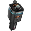 A black car FM transmitter with a digital display and USB ports, shown against a white background. Produktbild-Vorschau