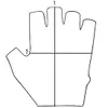 A diagram of a glove with measurement lines and numbers. Produktbild-Vorschau