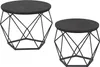 Two identical side tables with dark wood tops and geometric black metal bases are shown against a white background. Podgląd zdjęcia produktu