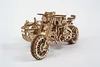 A wooden model of a motorcycle with a sidecar against a white background. Anteprima dell’immagine prodotto