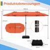 COSTWAY Podwójny parasol ogrodowy 400 x 200 cm ze stojakiem Podgląd zdjęcia produktu 2