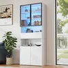Merax Vitrine 70x30x200cm mit 2 Glastüren und 2 Schränke, Produktbild-Vorschau 1