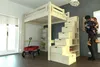Hochbett in holz 140x200 Alpage mit treppenregal - Roh Produktbild-Vorschau 2