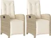 vidaXL Gartensessel mit Fußteil 2 Stk. Verstellbar Beige Produktbild-Vorschau 1