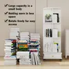 Bücherregal drehbares Regal mit rädern 3 Ebenen Weiß Produktbild-Vorschau 3