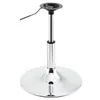 A silver and black adjustable height gas lift base for a chair or stool, with a round, polished metal base and a lever for height adjustment. Podgląd zdjęcia produktu