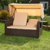 Strandkorb Braun Sonnendach Sonnenliege Sonnenbett Produktbild-Vorschau 6