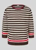 RABE Damen Pullover, Gr. 50, Braun, Ringeloptik, 3/4-Ärmel, Produktbild-Vorschau 2
