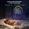 A child sleeping in bed next to a humidifier with ambient lighting. Produktbild-Vorschau