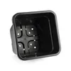 A black square plastic plant pot with drainage holes on the bottom. Produktbild-Vorschau