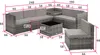 A diagram showing the dimensions of a rattan lounge set. Náhled obrázku produktu