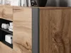 A close-up view of a wooden sideboard with a gray accent. Náhled obrázku produktu