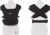 A black baby carrier is displayed on a white mannequin, shown from the front and back. Produktbild-Vorschau