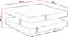 A diagram showing the dimensions of a two-tiered coffee table. Produktbild-Vorschau