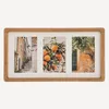A triple photo frame with images of a European street, oranges on a tree, and a stone building with a tree. Anteprima dell’immagine prodotto