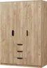A three-door wardrobe with three drawers in a light wood grain finish. Anteprima dell’immagine prodotto
