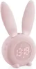 A pink bunny-shaped alarm clock with a digital display showing the time. Produktbild-Vorschau