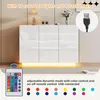 MODFU Buffet Blanc Brillant avec Éclairage LED - Meuble de Voir les images du produit 5
