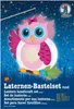 A craft kit for making a lantern, featuring a pink owl design against a starry night background. Produktbild-Vorschau