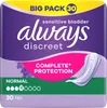 The image shows the front packaging of Always Discreet sanitary pads. Náhľad obrázku produktu