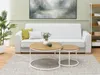A living room scene featuring a white sofa, coffee tables, and a plant. Náhľad obrázku produktu
