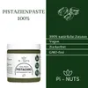 A product image for pistachio paste, showing the product jar and marketing information. Produktbild-Vorschau
