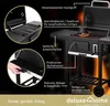 A charcoal grill with various features highlighted by text labels and inset images. Produktbild-Vorschau