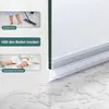 A shower door seal is shown in use, preventing water from escaping a shower, with accompanying graphics illustrating its benefits. Produktbild-Vorschau