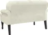 The back view of a cream-colored loveseat with tufted backrest and rolled arms, resting on dark wooden legs. Náhled obrázku produktu