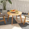 COSTWAY Beistelltisch Holz, runder Gartentisch, Holztisch Produktbild-Vorschau 8