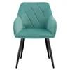 A single turquoise chair with black legs on a white background. Produktbild-Vorschau