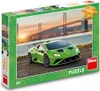 A box of a DINO puzzle featuring a green Lamborghini sports car in front of a bridge. Náhľad obrázku produktu