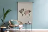 MuchoWow® Wandteppich Wandbehang Weltkarte - Holz - Baum Produktbild-Vorschau 5