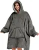Hoodie Plaid Sherry warme Decke mit Ärmeln 110x170 cm grau Produktbild-Vorschau 3