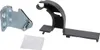 A metal bracket and a plastic mounting piece are displayed on a white background. Produktbild-Vorschau