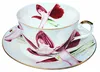 FILIŻANKA 230ml Kwiaty złoty brzeg Cienka Porcelana styl Podgląd zdjęcia produktu 2