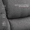 Close-up of a gray fabric armchair, showing texture and some feature icons. Náhled obrázku produktu