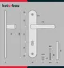 Technical drawing with dimensions of a door handle set. Anteprima dell’immagine prodotto